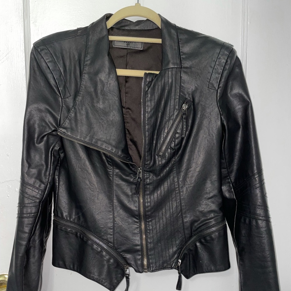 Blank NYC vegan leather motorcycle jacket